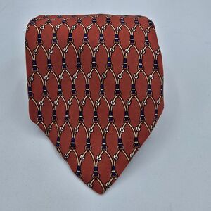 The Custom Shop Luxury Narrow Tie Red Striped Silk Necktie USA 57" x 4 Vintage